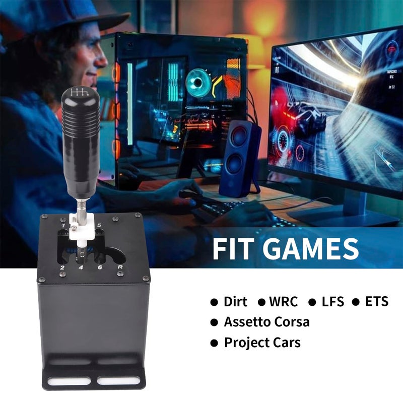 CNRAQR محاكي نقل الحركة USB للكمبيوتر 6+R لنقل الحركة H لجهاز LO GITECH G29/G27/G25/G920، T300RS/GT، متوافق مع عجلة القيادة للكمبيوتر ويندوز لألعاب محاكاة السباق ATS ETS Dust WRC - Image 3
